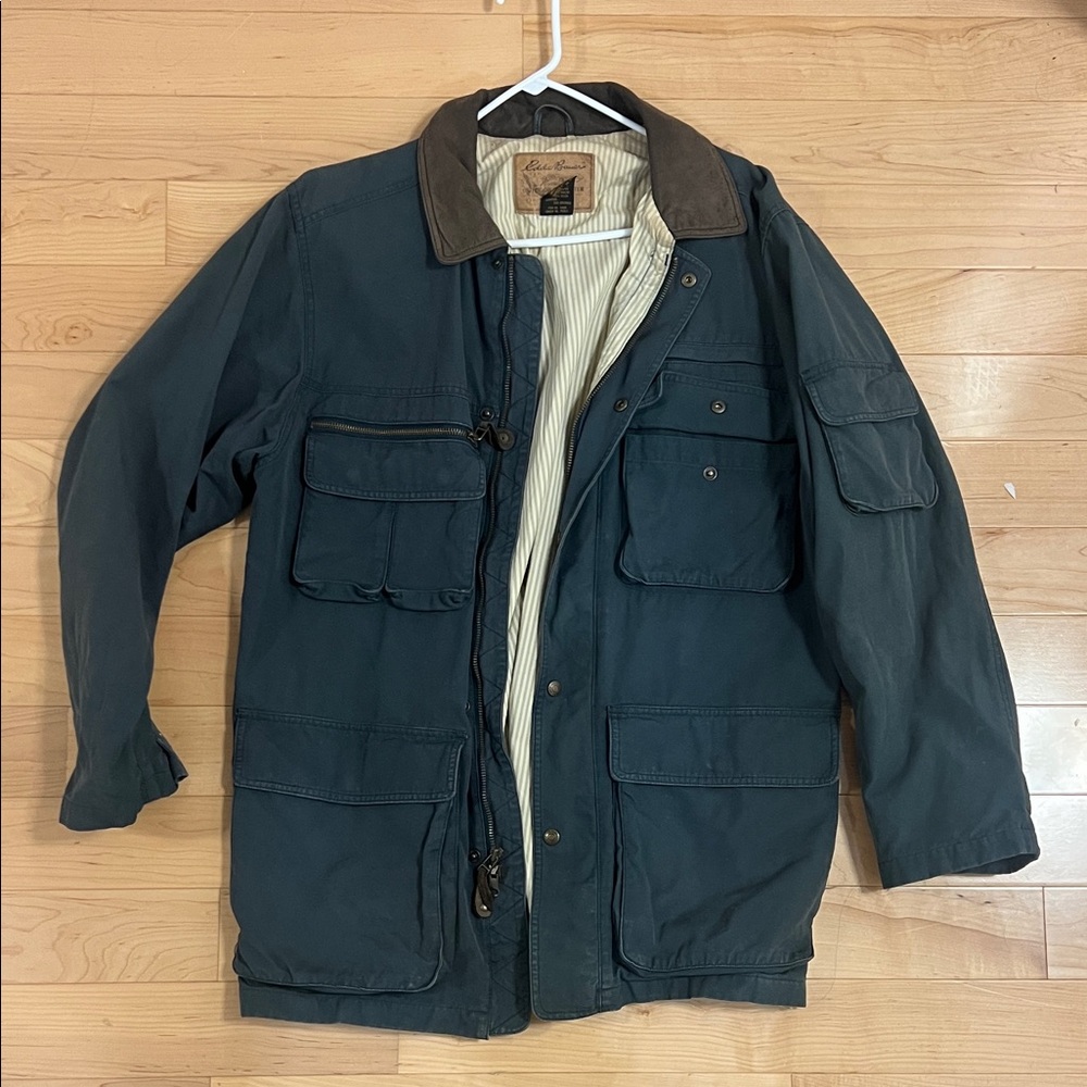 Men's Blue Jacket with Brown Accents
